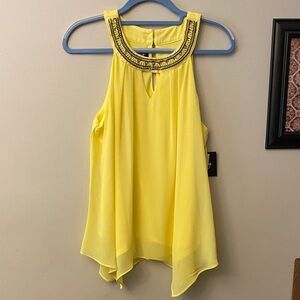 By & By Yellow Sleeveless Top with Embellished Neckline 🆕